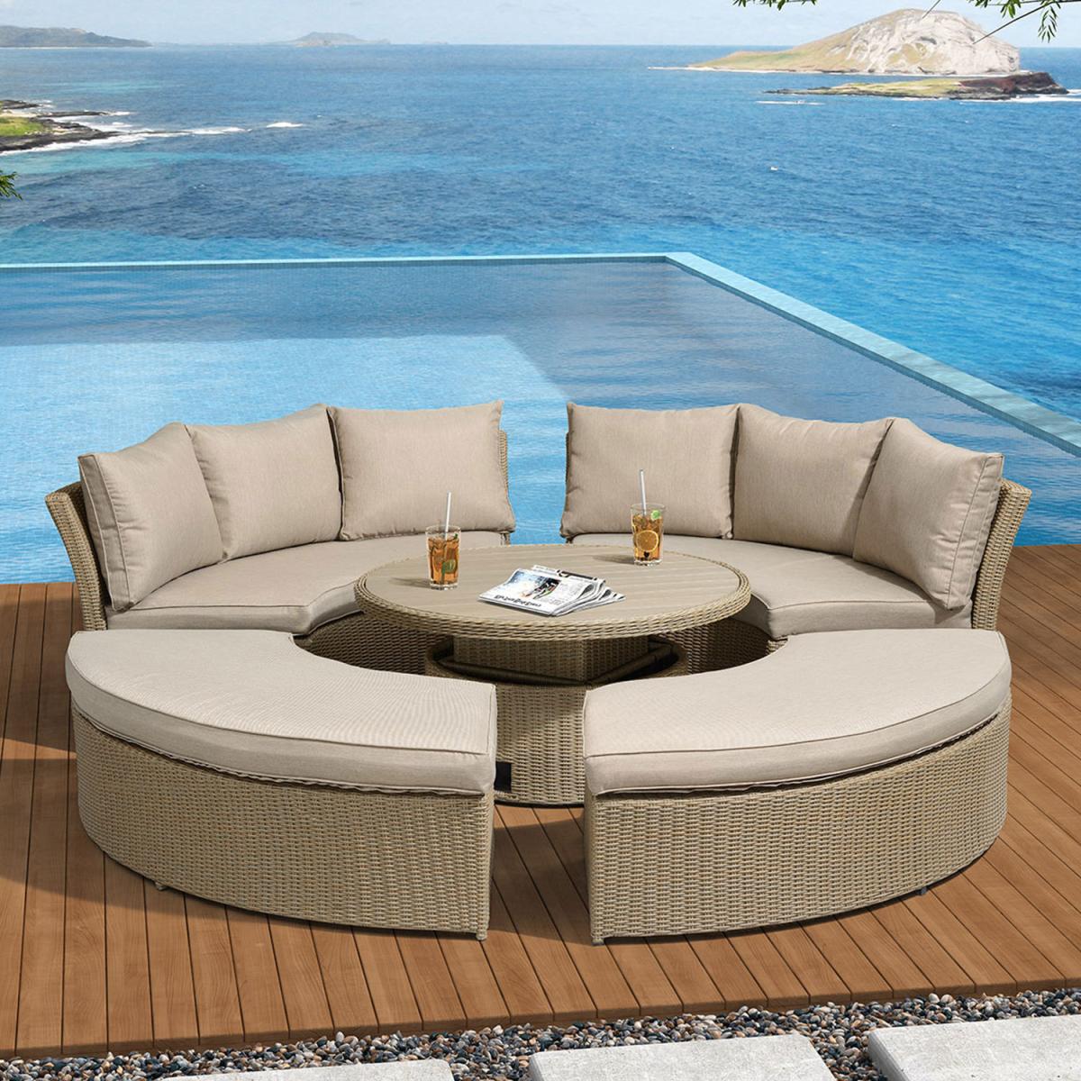 Nova Circular Rising Rattan Dining Set – image 1