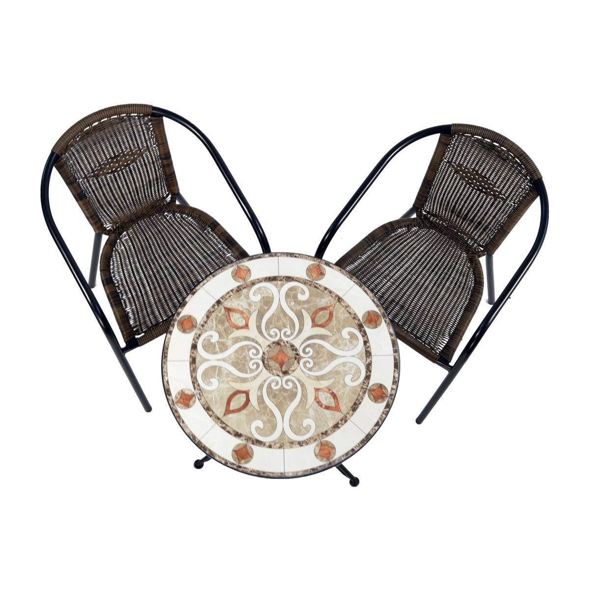 Estoril Bistro Table With Chairs - Beige, Cream, Brown / 1 x ESTORIL Bistro Table and 2 x SAN REMO Chair