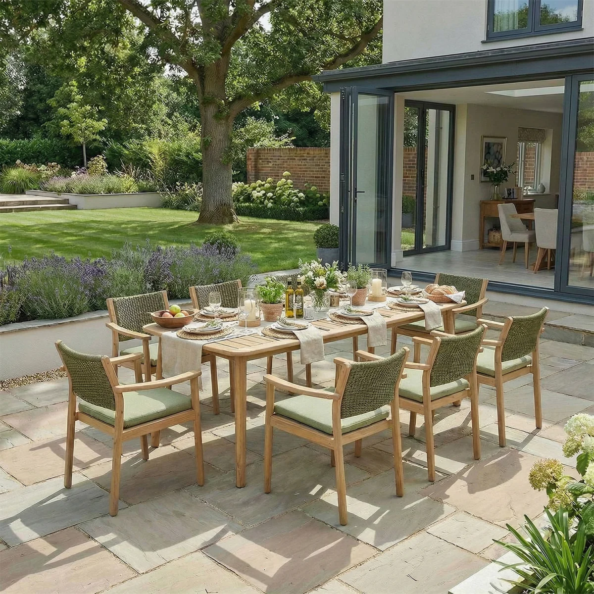 Tetbury 8 Seat Rectangular Garden Dining Set - Brown – image 1