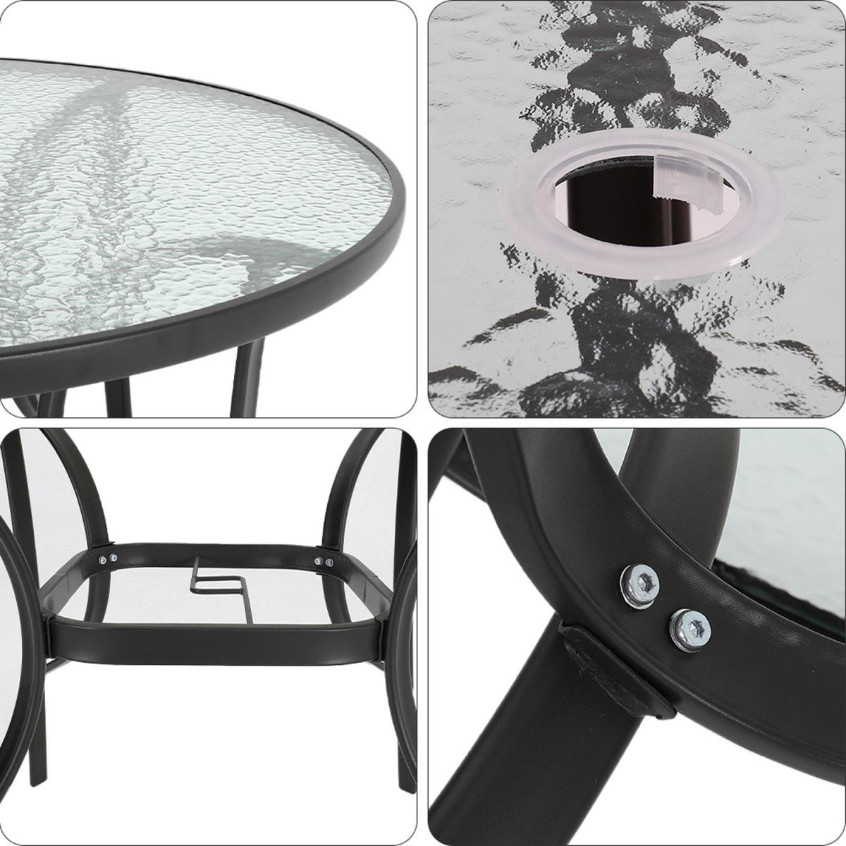 Outdoor Glass Table Bistro Set - Brown / Square / 4 x Folding Chairs; 1 x Table – image 12