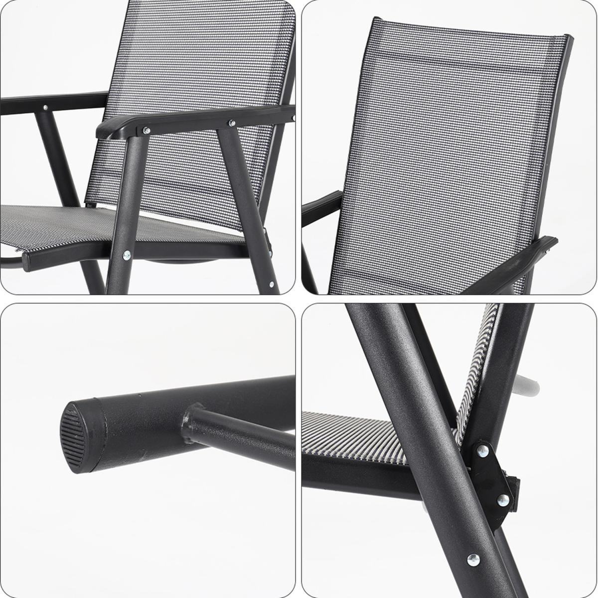 Outdoor Glass Table Bistro Set - Brown / Square / 4 x Folding Chairs; 1 x Table – image 15