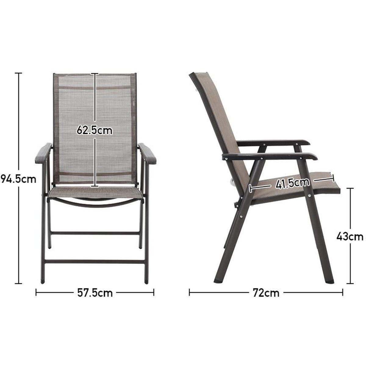 Outdoor Glass Table Bistro Set - Brown / Square / 4 x Folding Chairs; 1 x Table – image 29