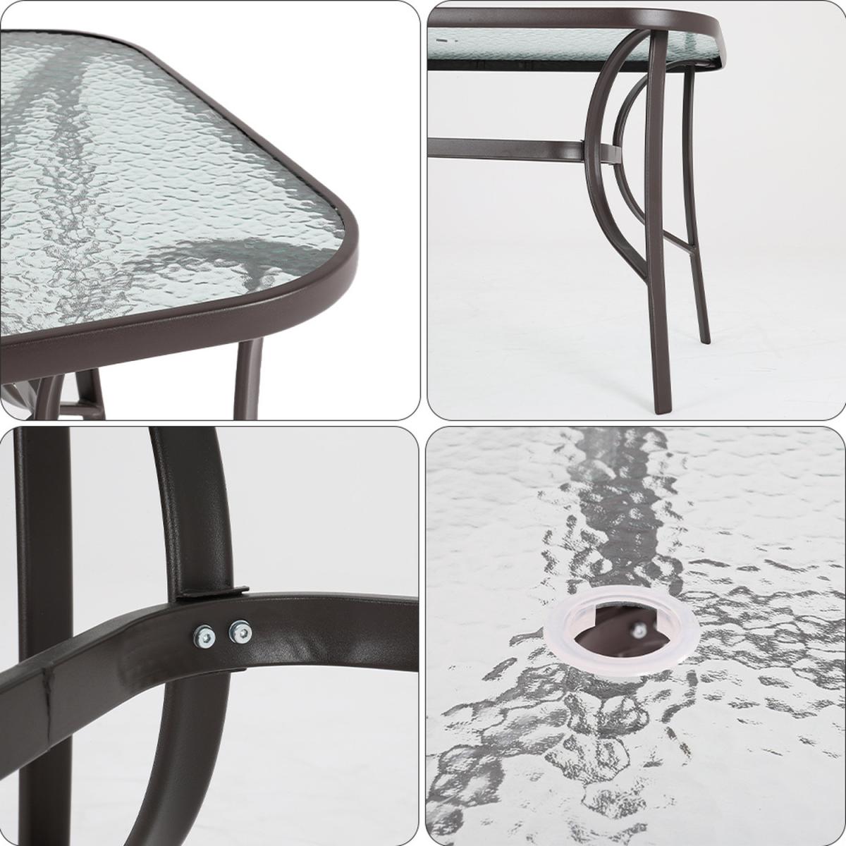 Outdoor Glass Table Bistro Set - Brown / Square / 4 x Folding Chairs; 1 x Table – image 4