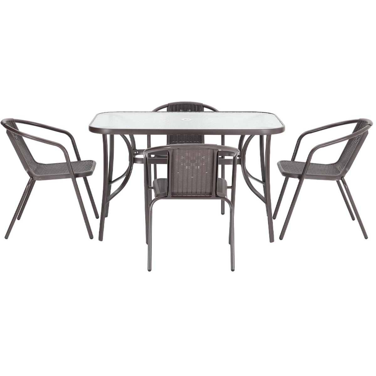 Outdoor Glass Table Bistro Set - Brown / Square / 4 x Folding Chairs; 1 x Table – image 39