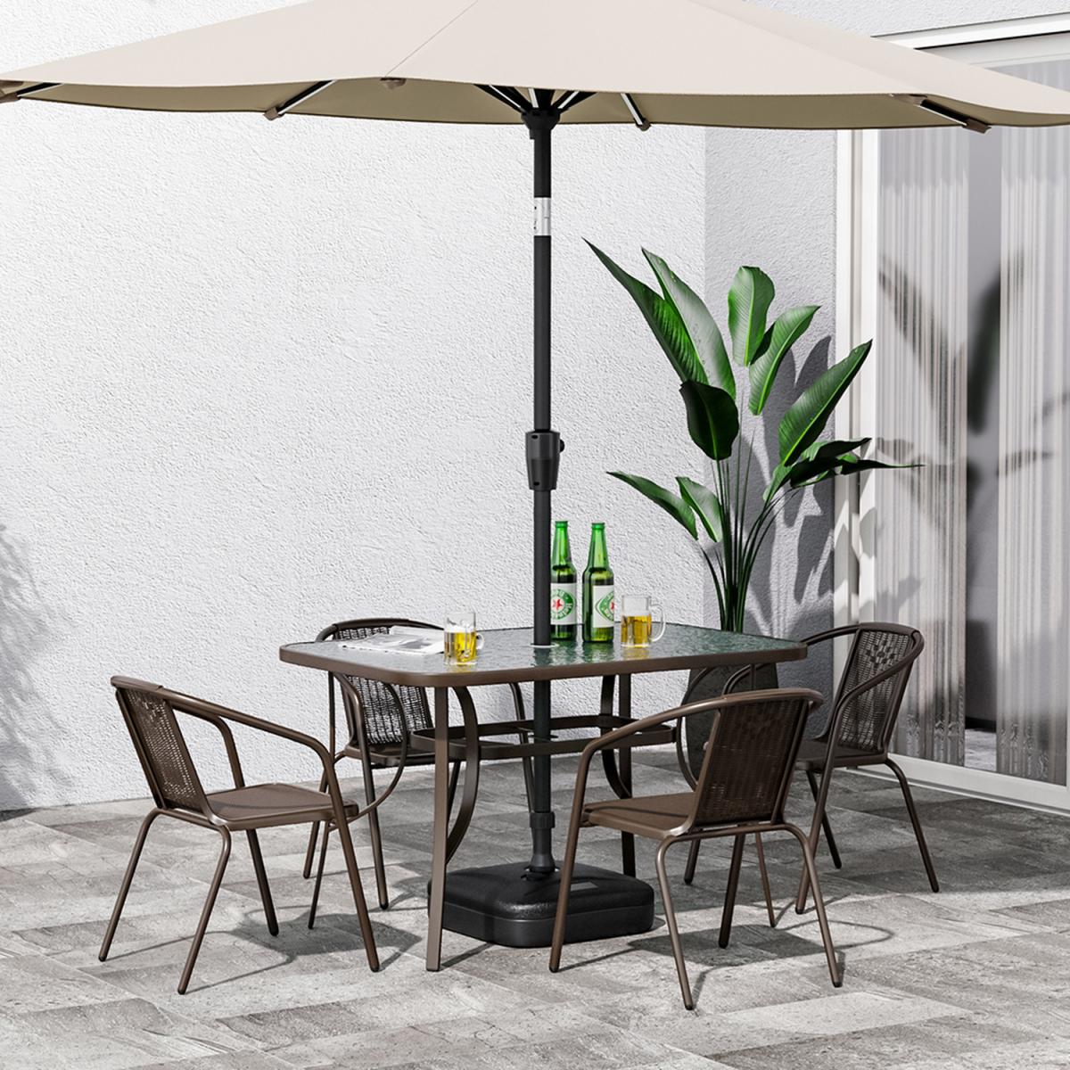 Outdoor Glass Table Bistro Set - Brown / Square / 4 x Folding Chairs; 1 x Table – image 41