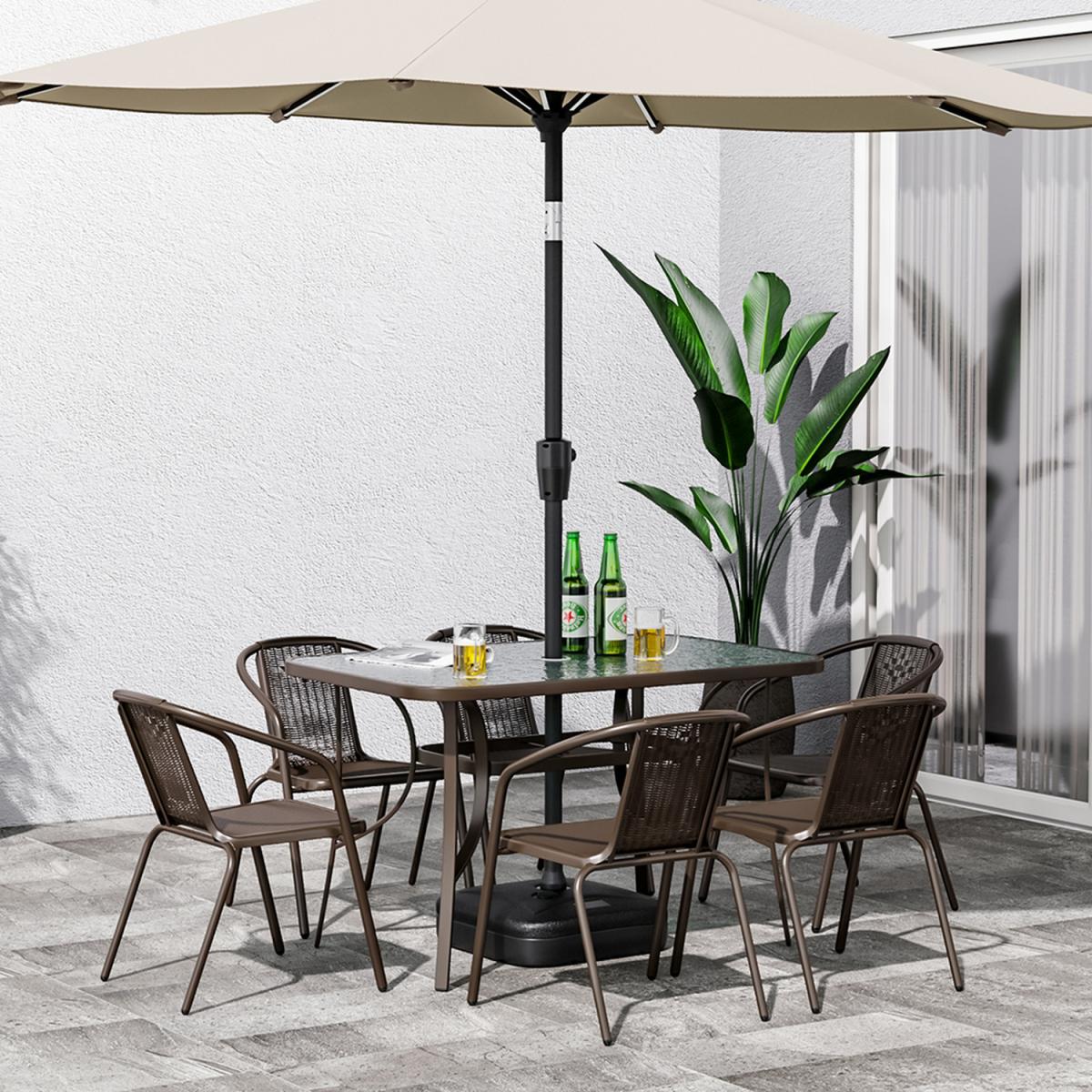 Outdoor Glass Table Bistro Set - Brown / Square / 4 x Folding Chairs; 1 x Table – image 47