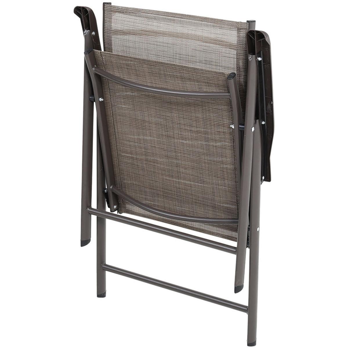 Outdoor Glass Table Bistro Set - Brown / Square / 4 x Folding Chairs; 1 x Table – image 7