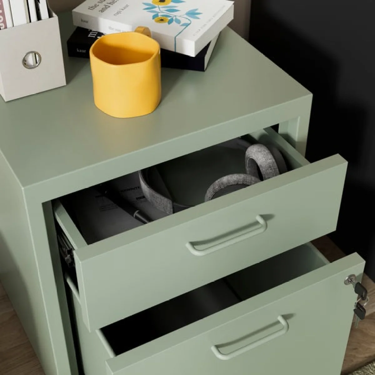 Helga Lockable 2 Drawer Storage Cabinet – image 3