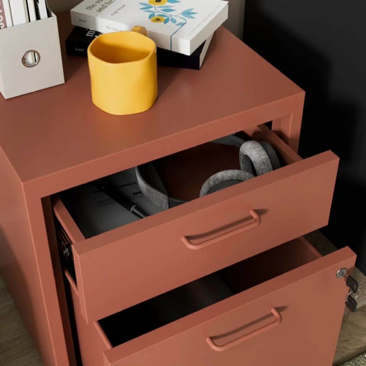 Helga Lockable 2 Drawer Storage Cabinet – image 3