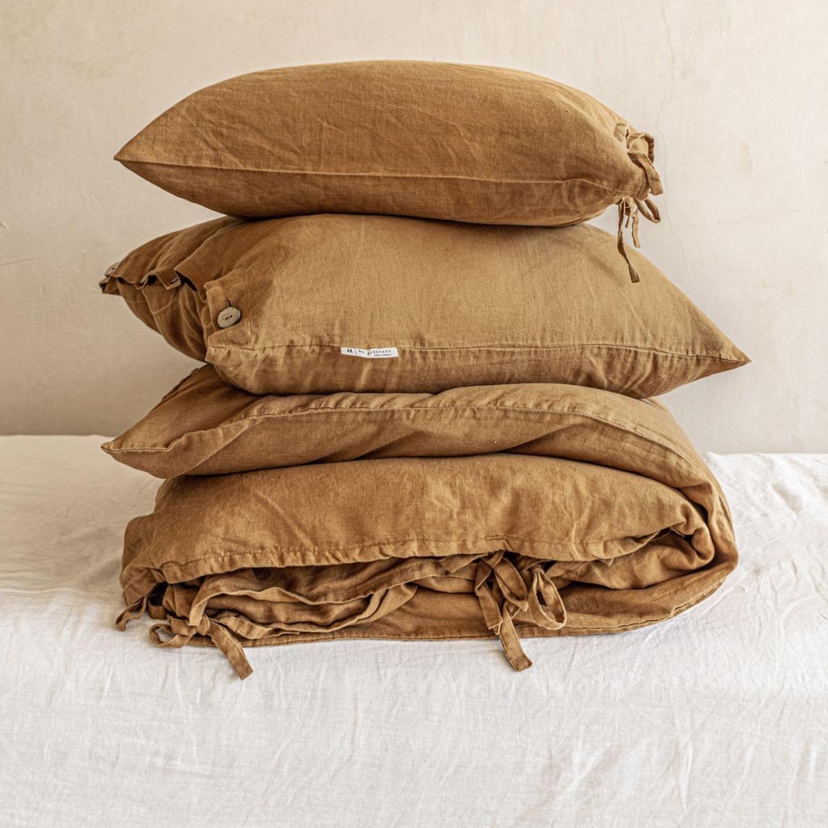 Cinnamon Tied Linen Duvet Cover Set – image 3