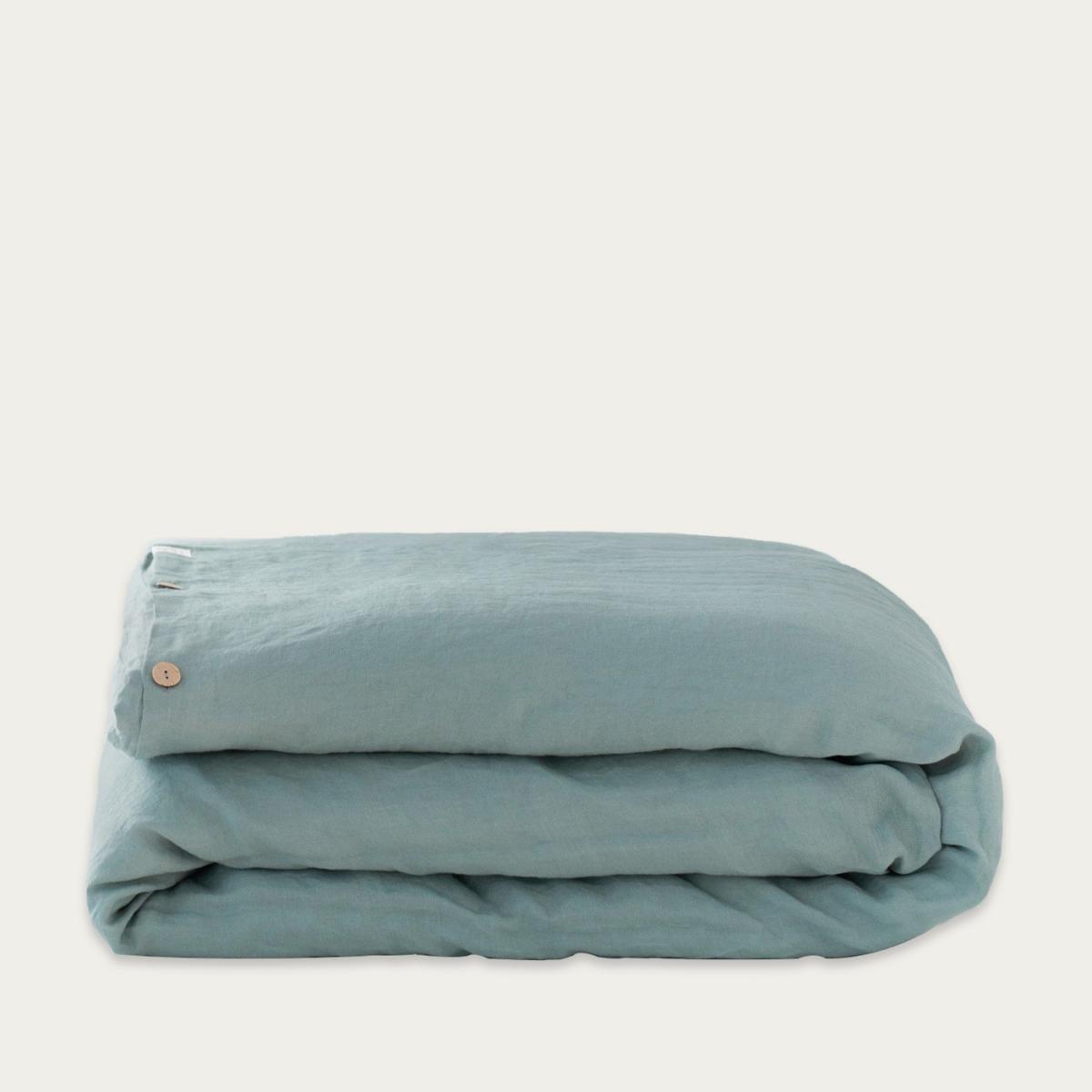 Green Milieu Washed Linen Duvet Cover