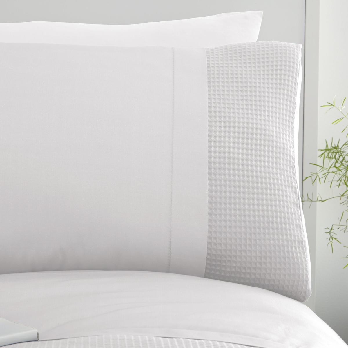 Waffle White Duvet Cover and Pillowcase Set White – image 4