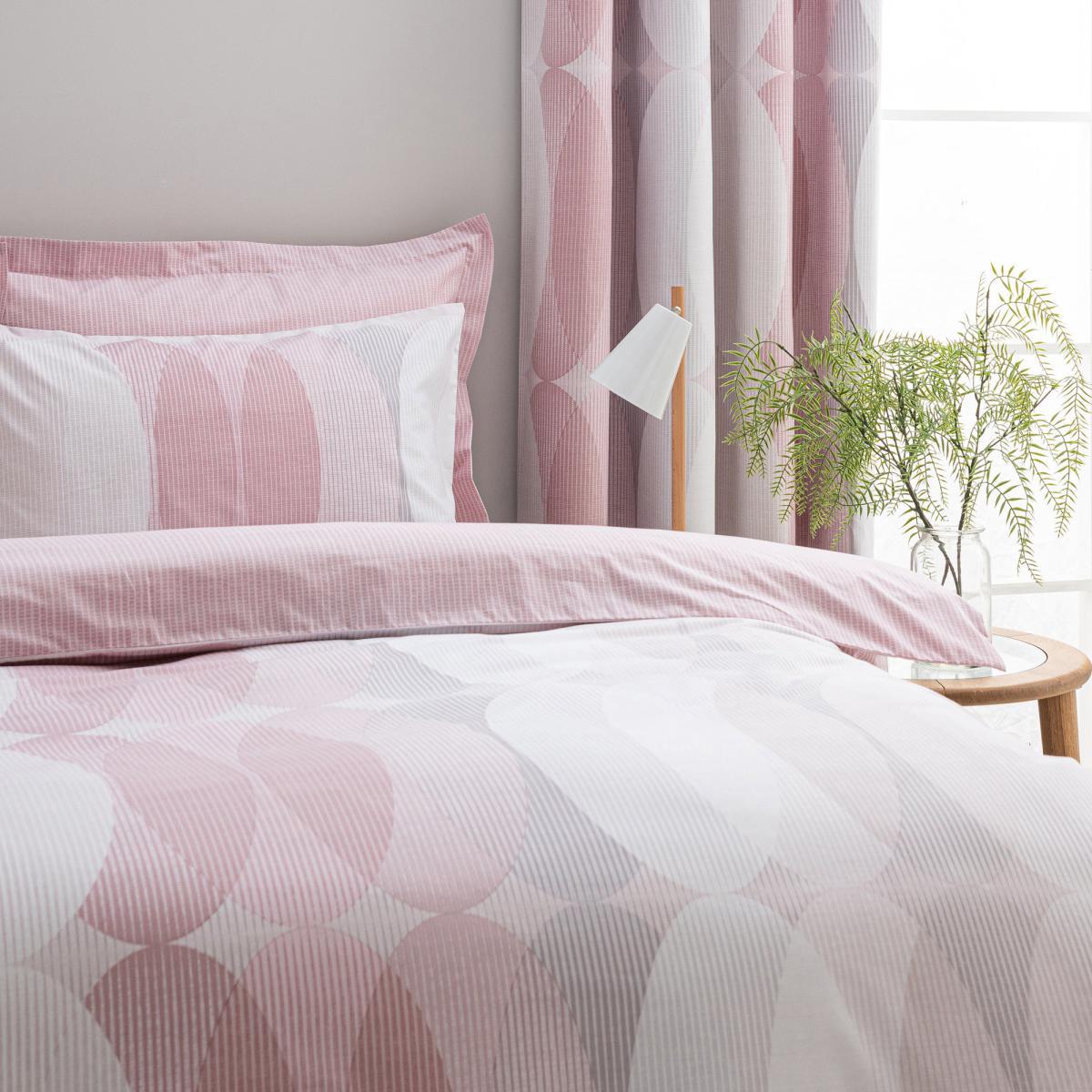 Elements Elijah Pink Reversible Duvet Cover and Pillowcase Set Pink, Grey and White – image 3
