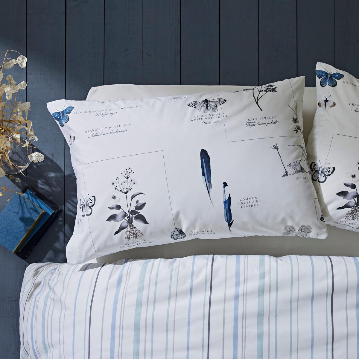 Nature's Journal 100% Cotton Duvet Cover and Pillowcase Set Blue – image 2