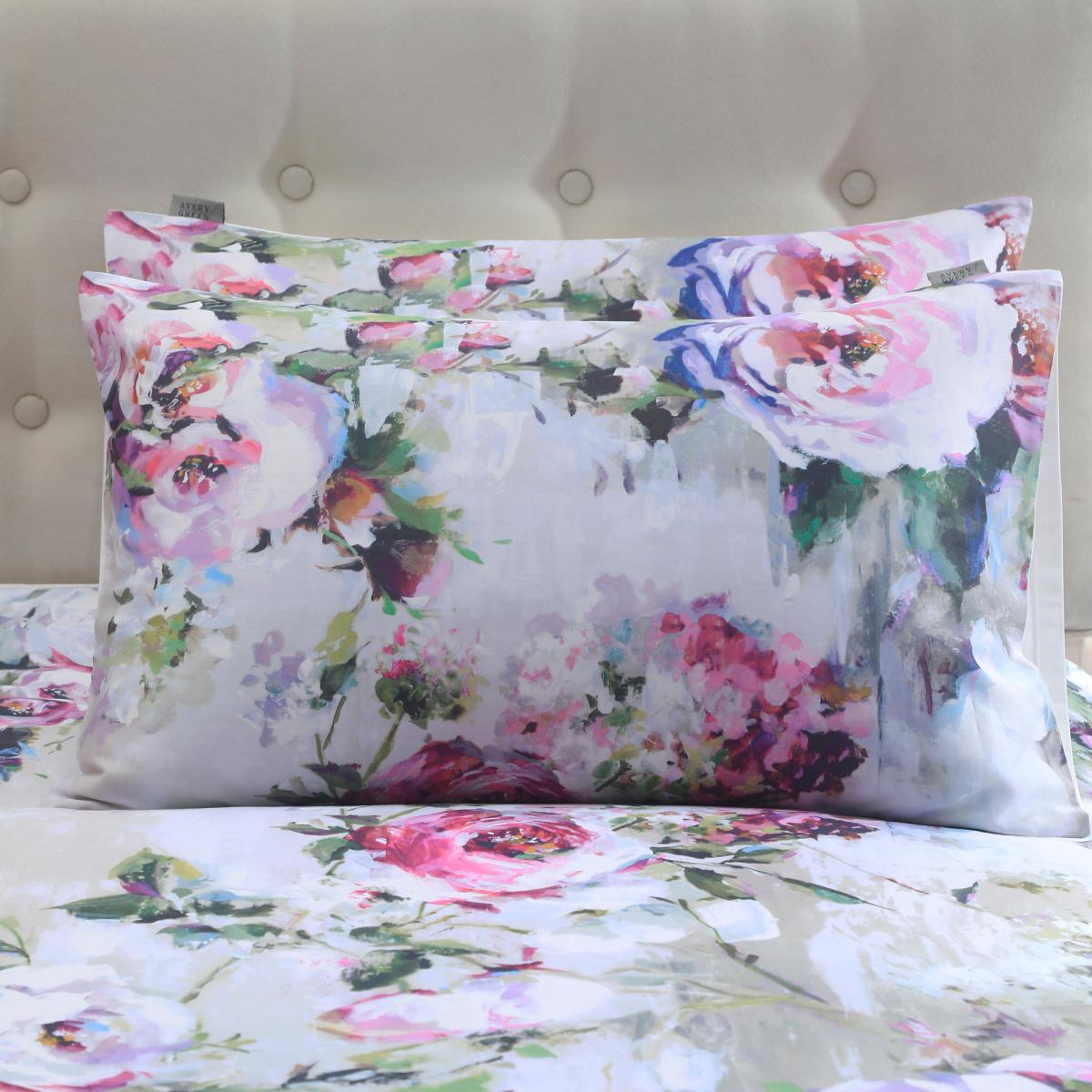 Avery Green Odette Floral Natural 100% Cotton Sateen Duvet Cover and Pillowcase Set Natural (Brown) – image 2