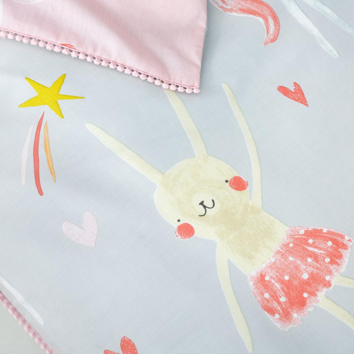 Party Animals Grey Duvet Cover and Pillowcase Set Grey, Pink and White – image 3