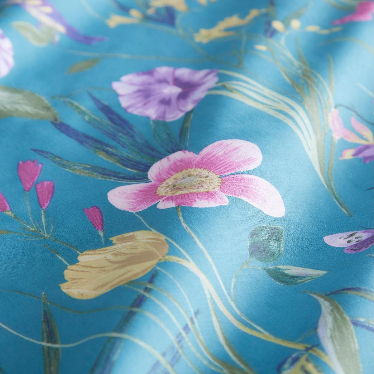 Fleur Teal Duvet Cover and Pillowcase Set Blue, Purple and Yellow – image 4