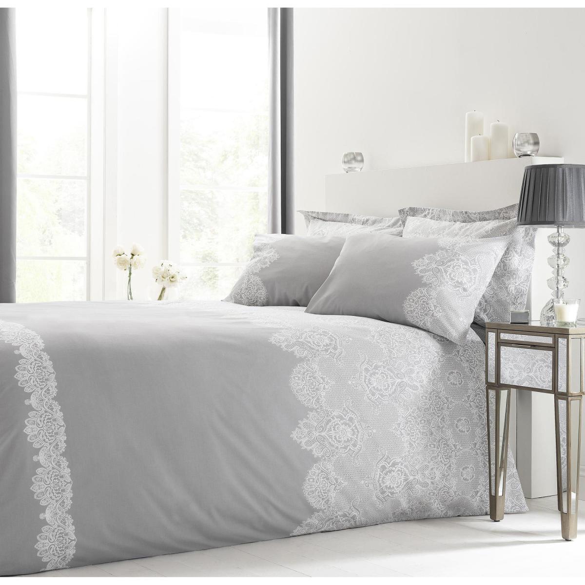 Eleanor Grey Reversible Duvet Cover and Pillowcase Set Grey – image 3