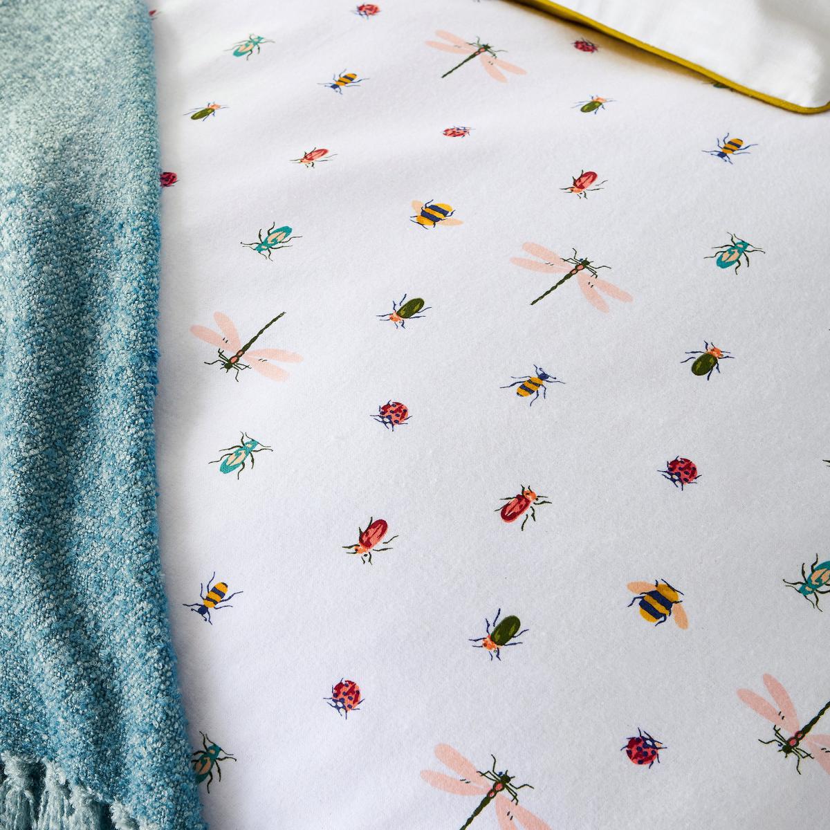 Joules Botanical Bugs Chalk 100% Brushed Cotton Duvet Cover Set Chalky White – image 3