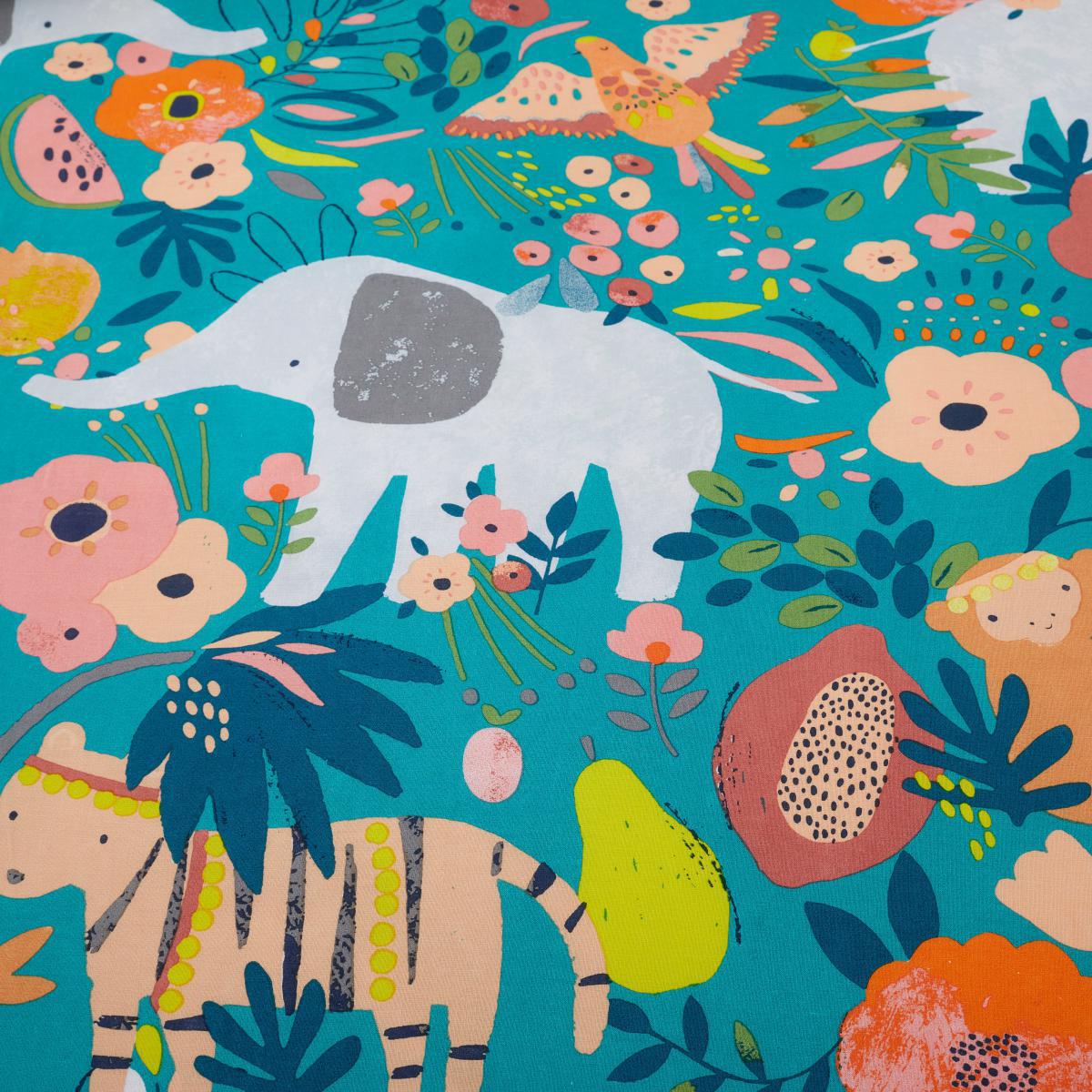 Jungle Carnival 100% Cotton Duvet Cover and Pillowcase Set Teal (Green) – image 5