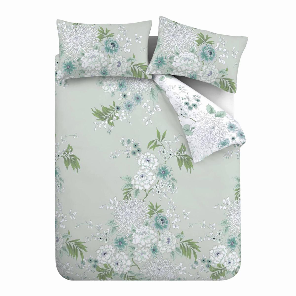 Bianca Chinoiserie Floral Duvet Cover and Pillowcase Set Green – image 5