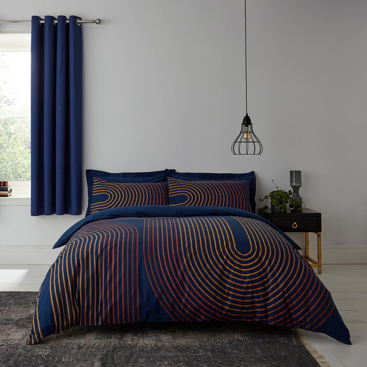 Elements Meyer Blue Duvet Cover and Pillowcase Set Blue and Yellow – image 2