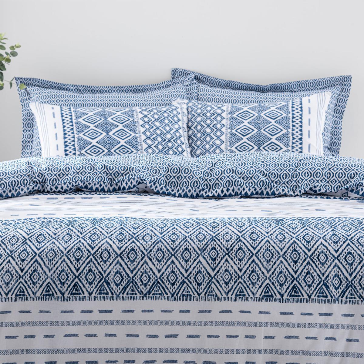 Jax Blue Mosaic 100% Cotton Duvet Cover and Pillowcase Set Blue – image 5