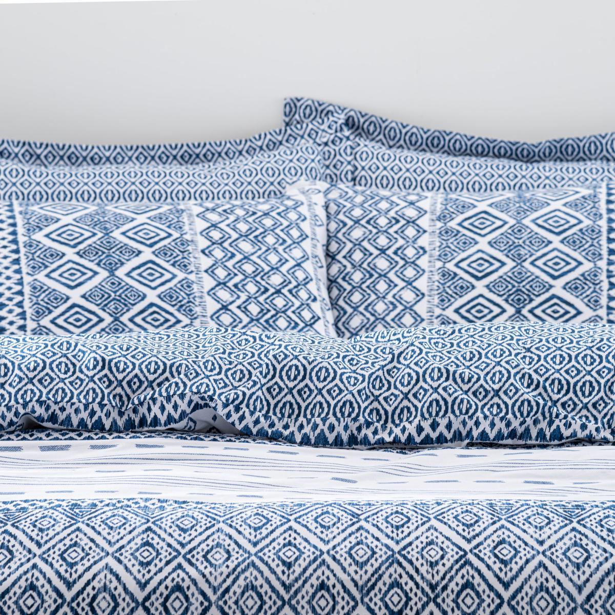 Jax Blue Mosaic 100% Cotton Duvet Cover and Pillowcase Set Blue – image 6