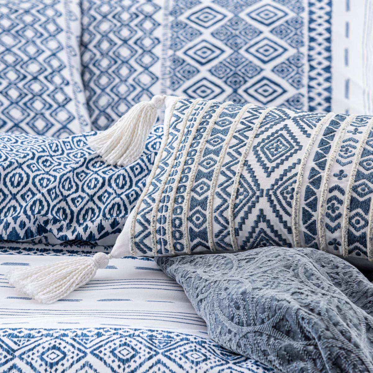 Jax Blue Mosaic 100% Cotton Duvet Cover and Pillowcase Set Blue – image 7