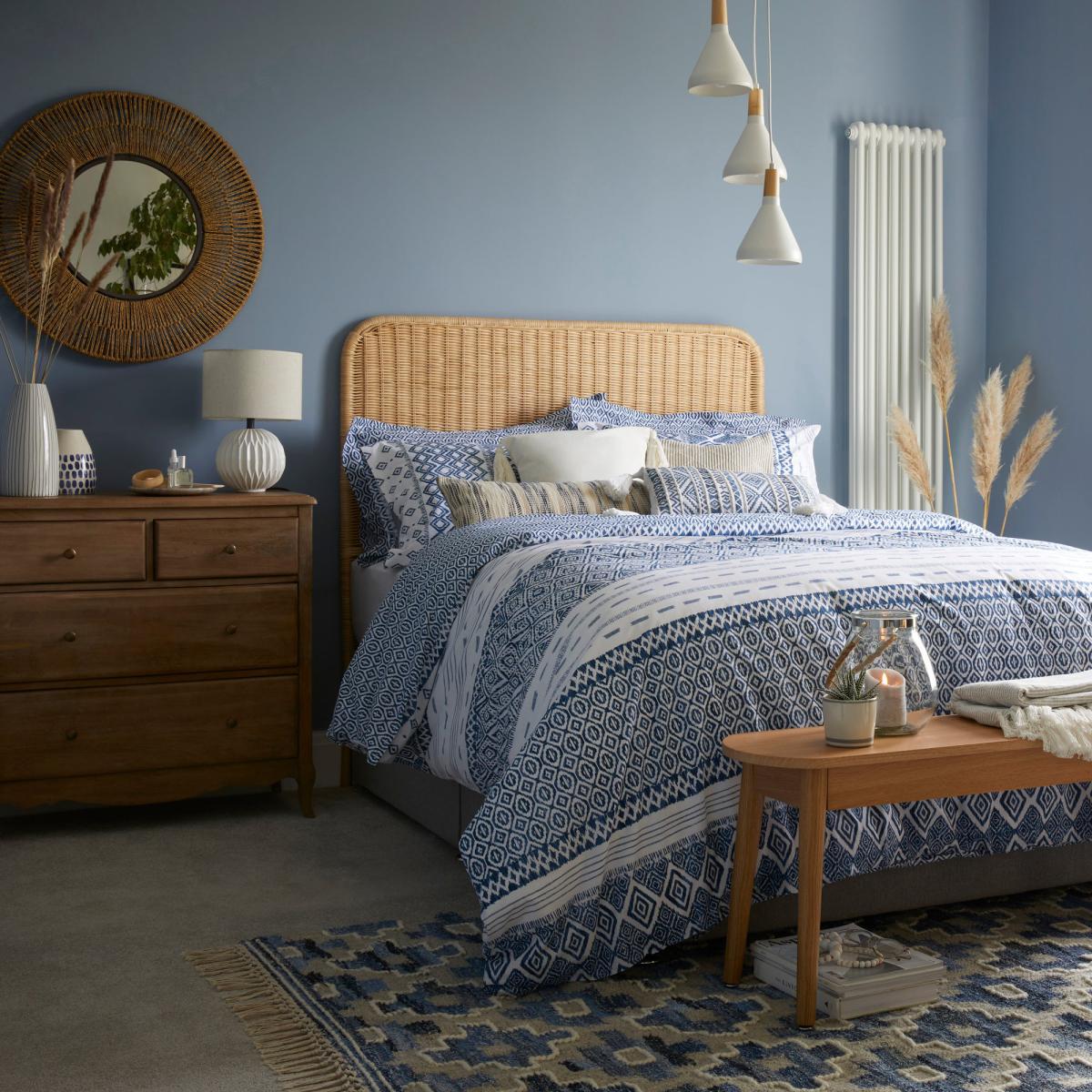 Jax Blue Mosaic 100% Cotton Duvet Cover and Pillowcase Set Blue – image 8