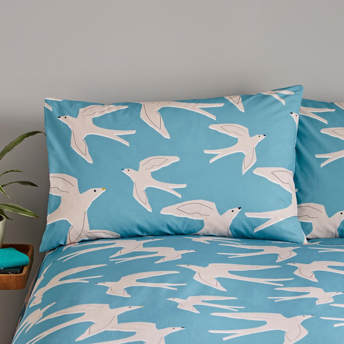 Elements Swallow Blue Duvet Cover and Pillowcase Set Blue – image 2