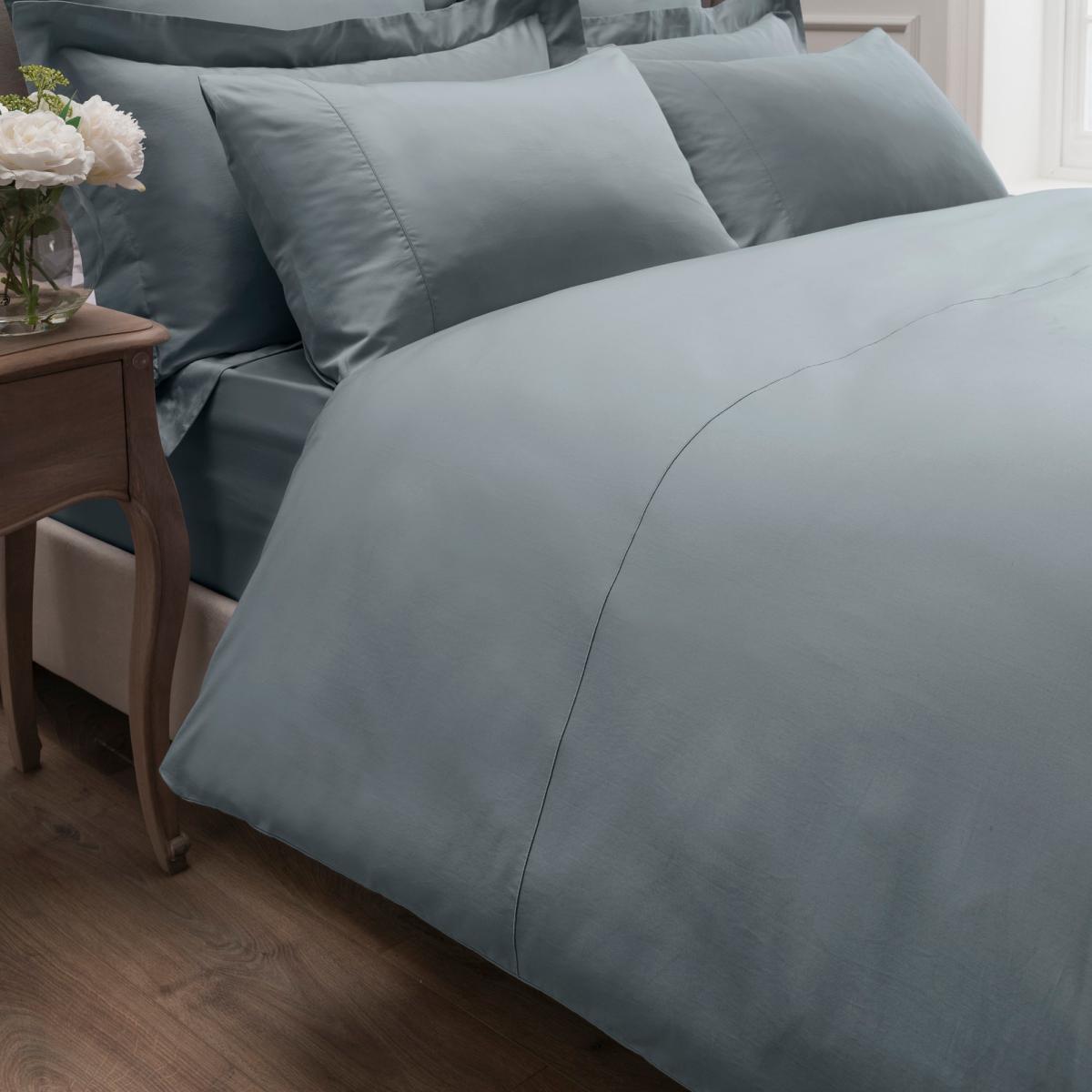 Dorma 300 Thread Count 100% Cotton Sateen Plain Denim Duvet Cover Denim – image 2