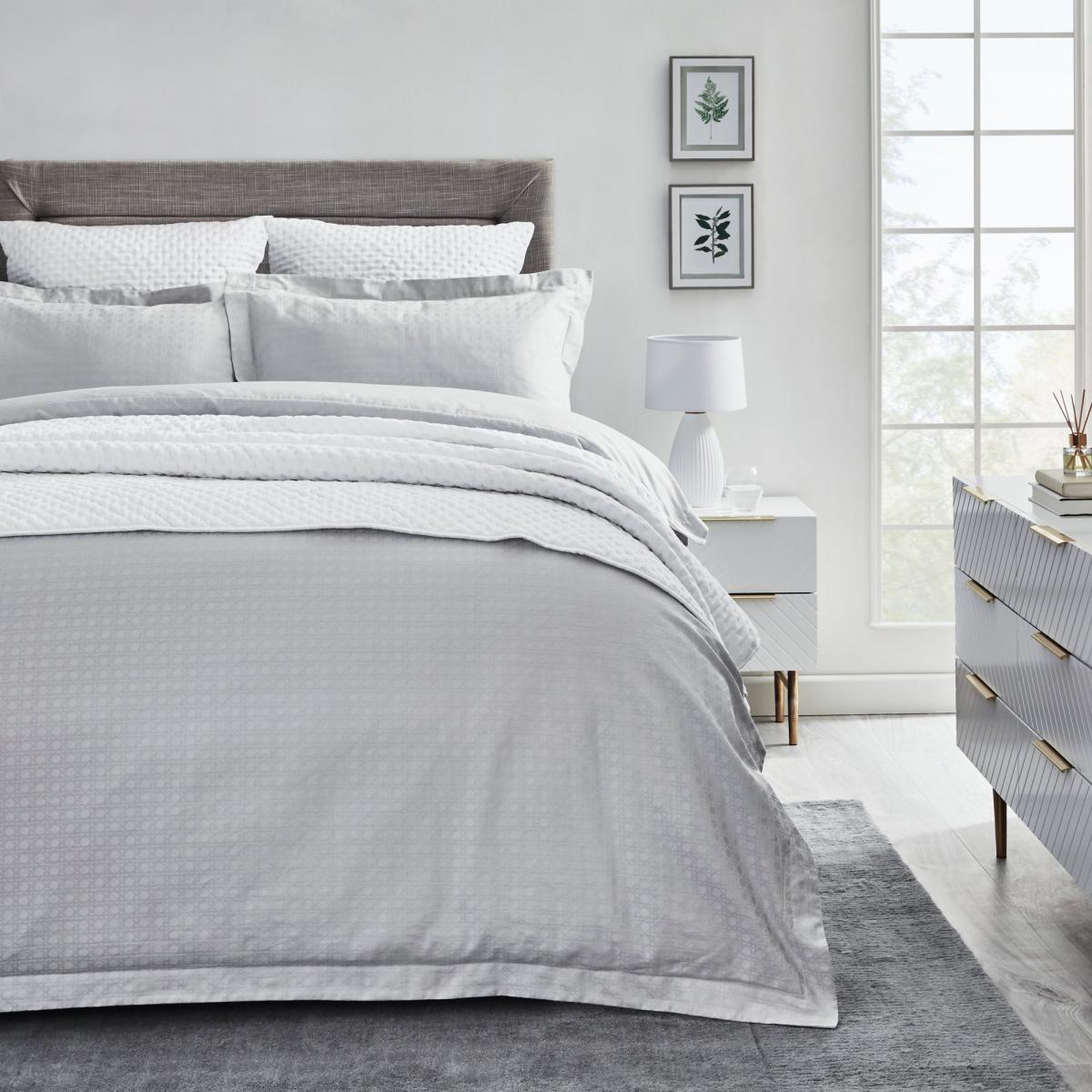 Dorma Purity Marlia Silver Cotton Jacquard Duvet Cover and Pillowcase Set Light Grey – image 2