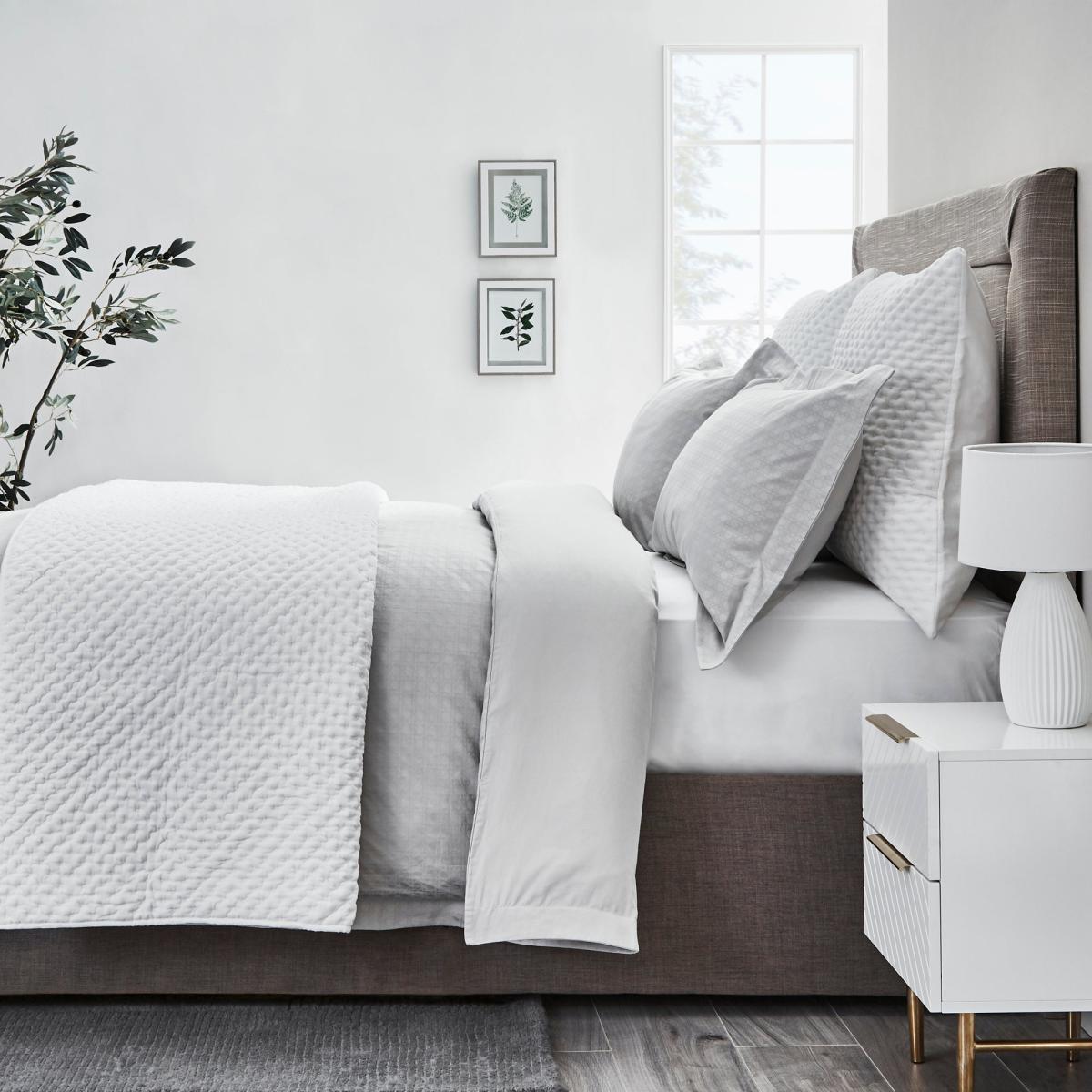 Dorma Purity Marlia Silver Cotton Jacquard Duvet Cover and Pillowcase Set Light Grey – image 4