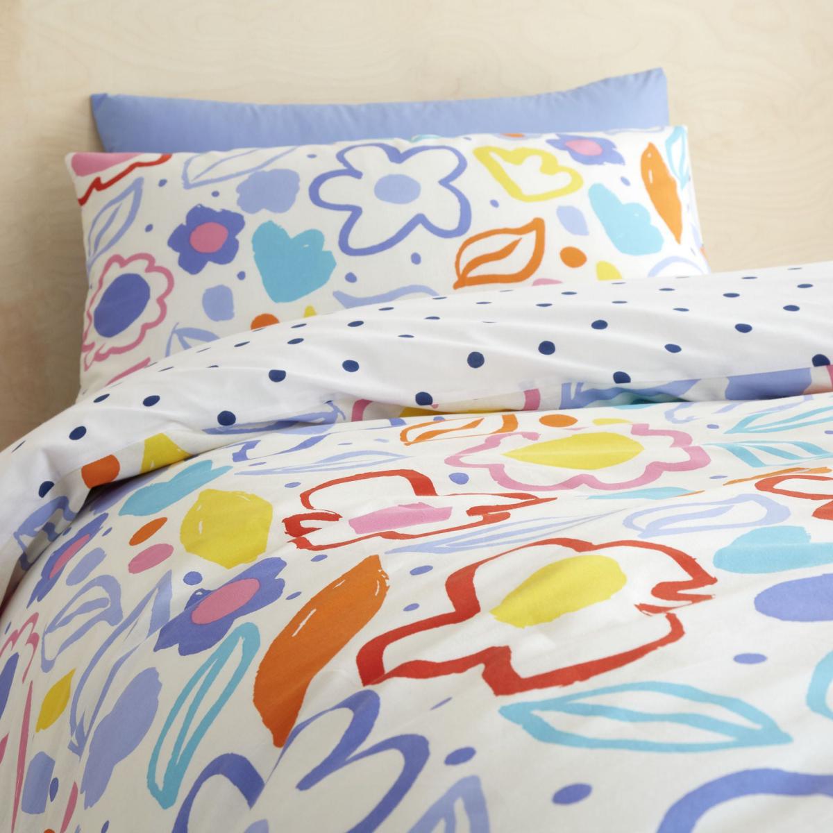 Pineapple Elephant Blomme Floral 100% Cotton Duvet Cover and Pillowcase Set MultiColoured – image 2