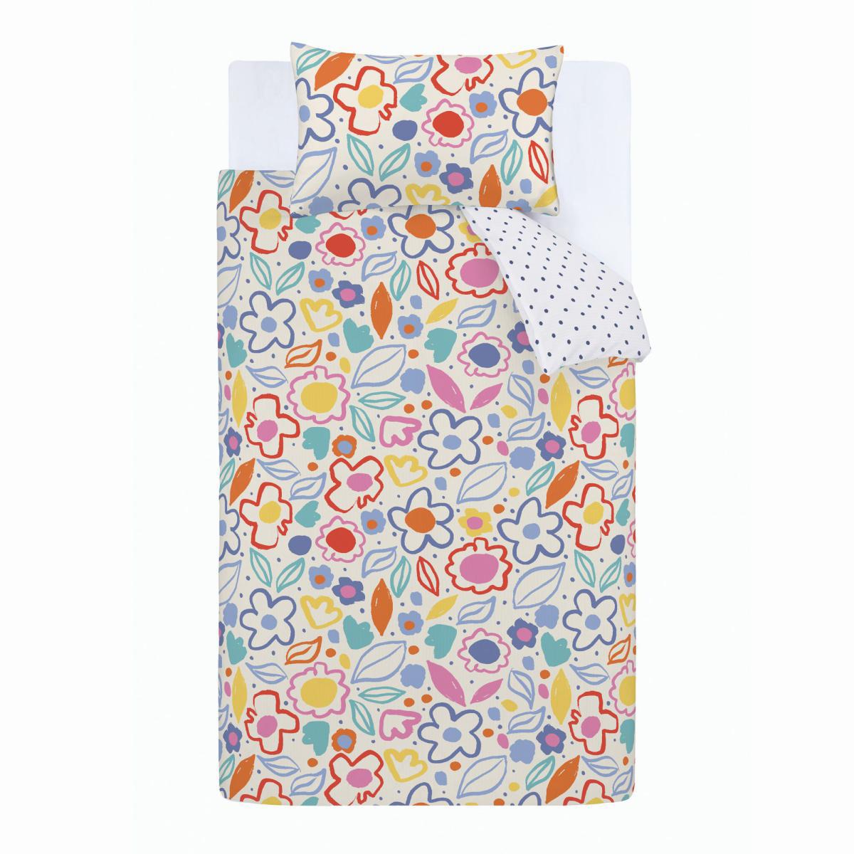 Pineapple Elephant Blomme Floral 100% Cotton Duvet Cover and Pillowcase Set MultiColoured – image 4