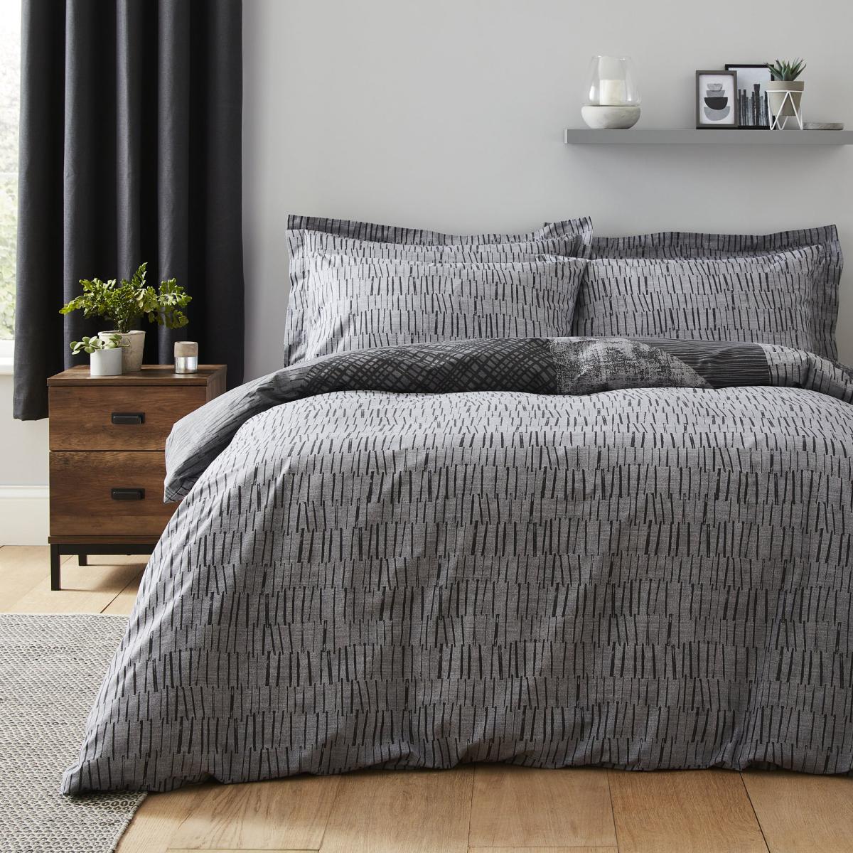 Elements Grey Flynn Duvet Cover and Pillowcase Set Grey – image 2