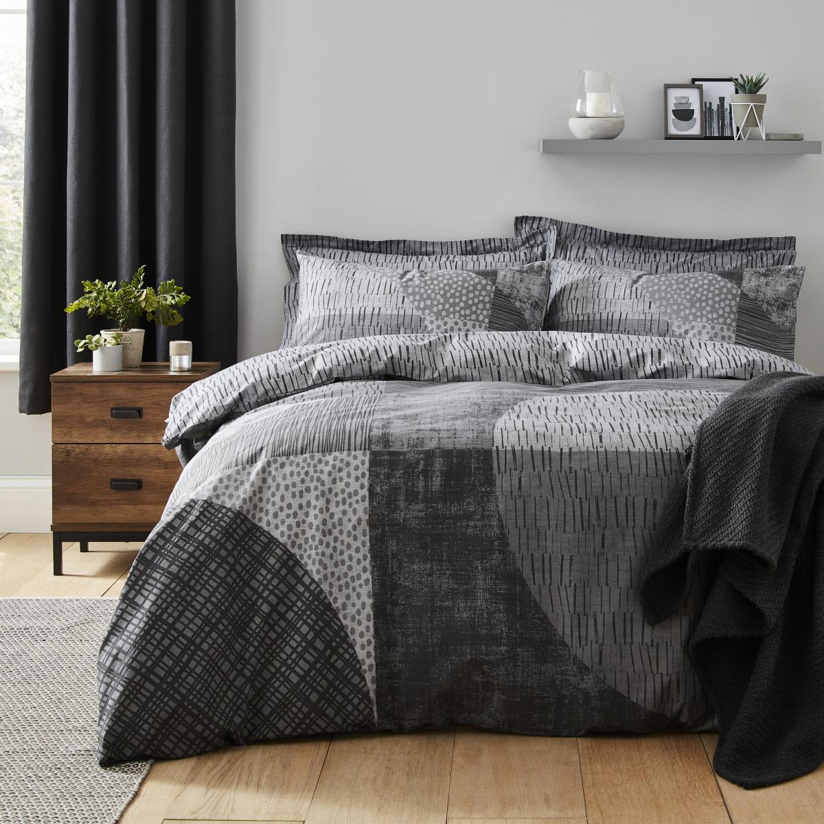 Elements Grey Flynn Duvet Cover and Pillowcase Set Grey – image 3