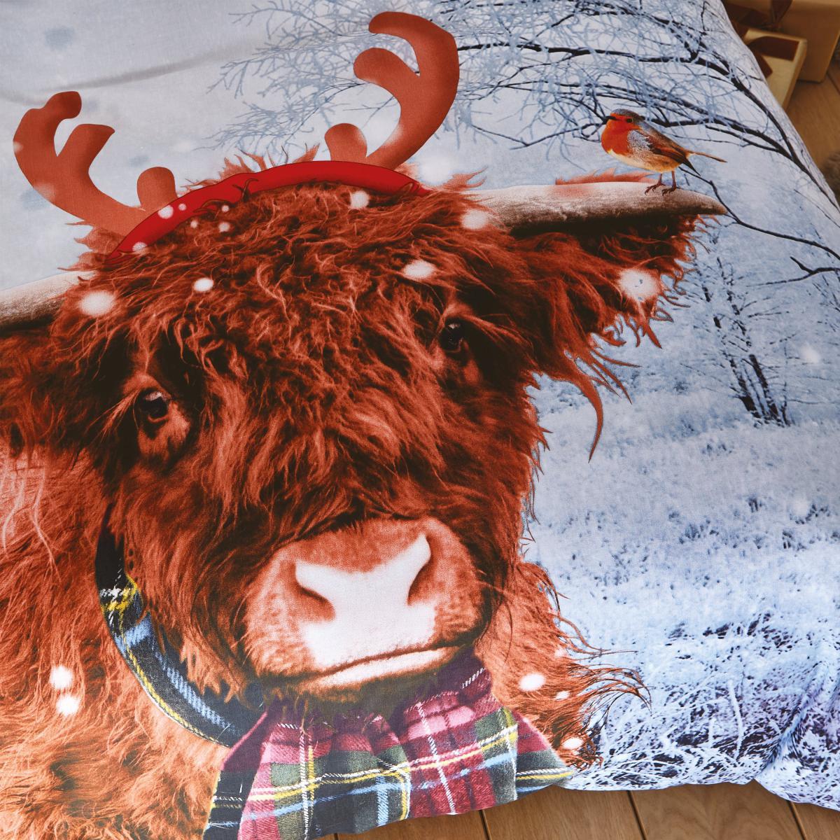 Catherine Lansfield Merry Christmoo Duvet Cover and Pillowcase Set MultiColoured – image 4