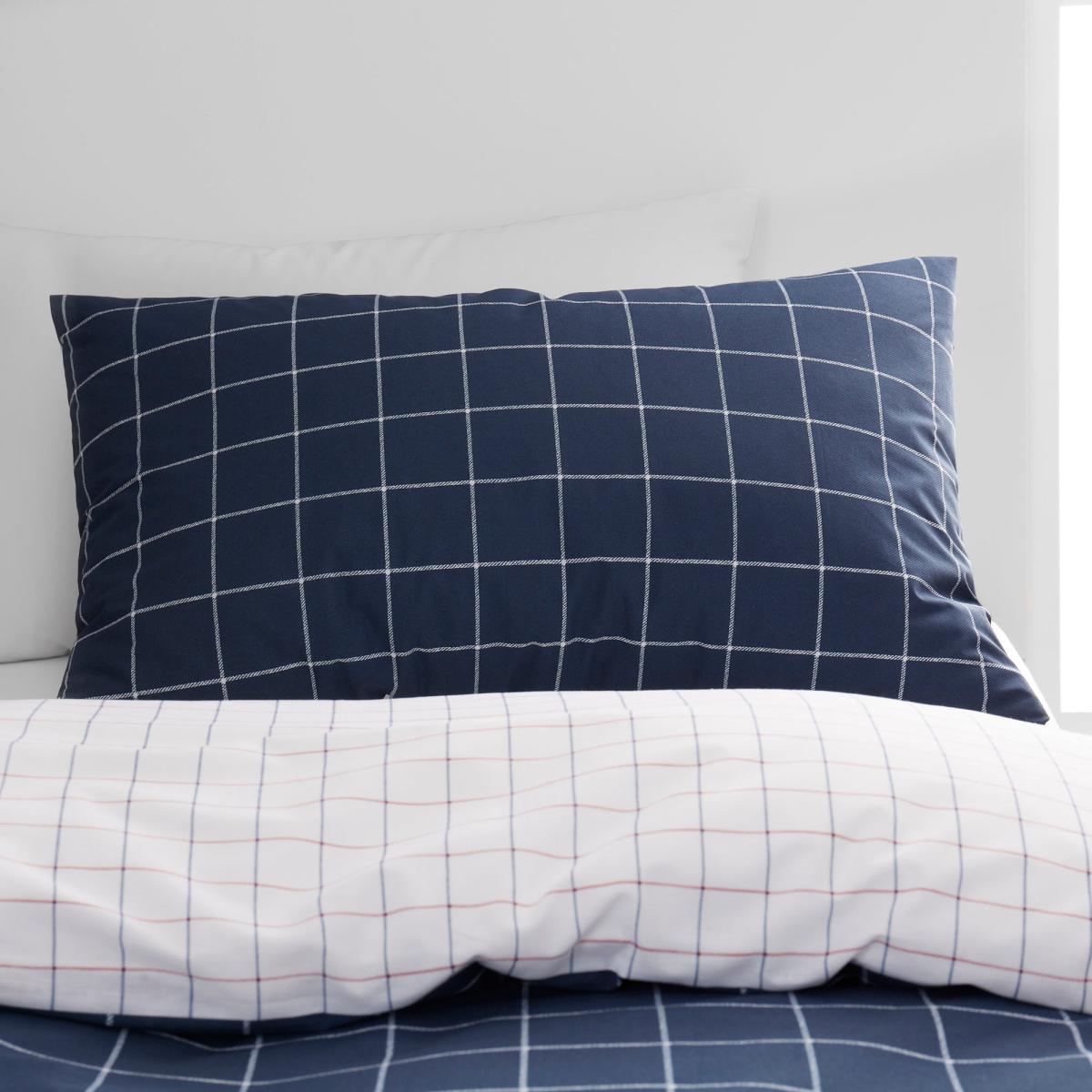 Twin Pack Checked 100% Cotton Reversible Duvet Cover and Pillowcase Set MultiColoured – image 3