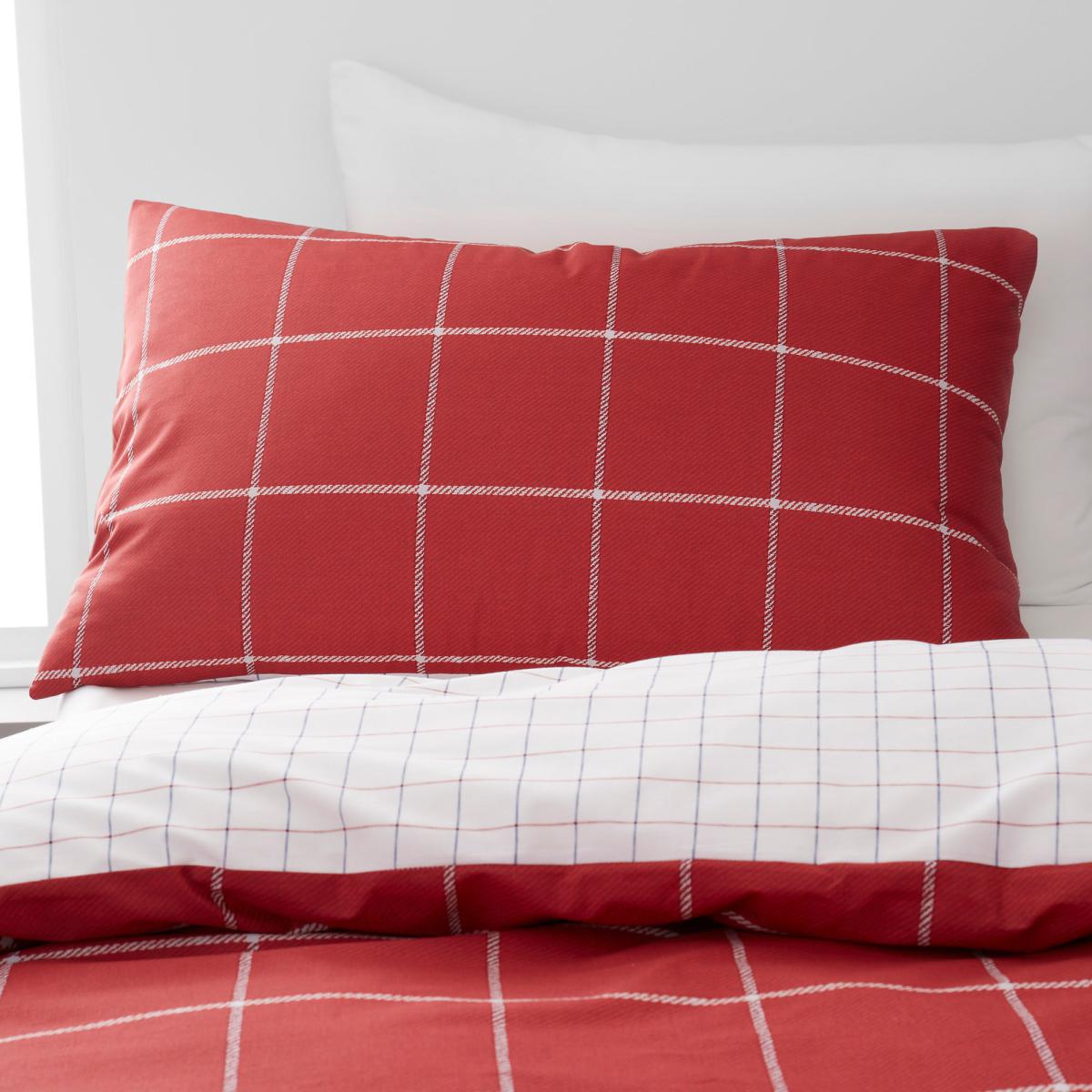 Twin Pack Checked 100% Cotton Reversible Duvet Cover and Pillowcase Set MultiColoured – image 4