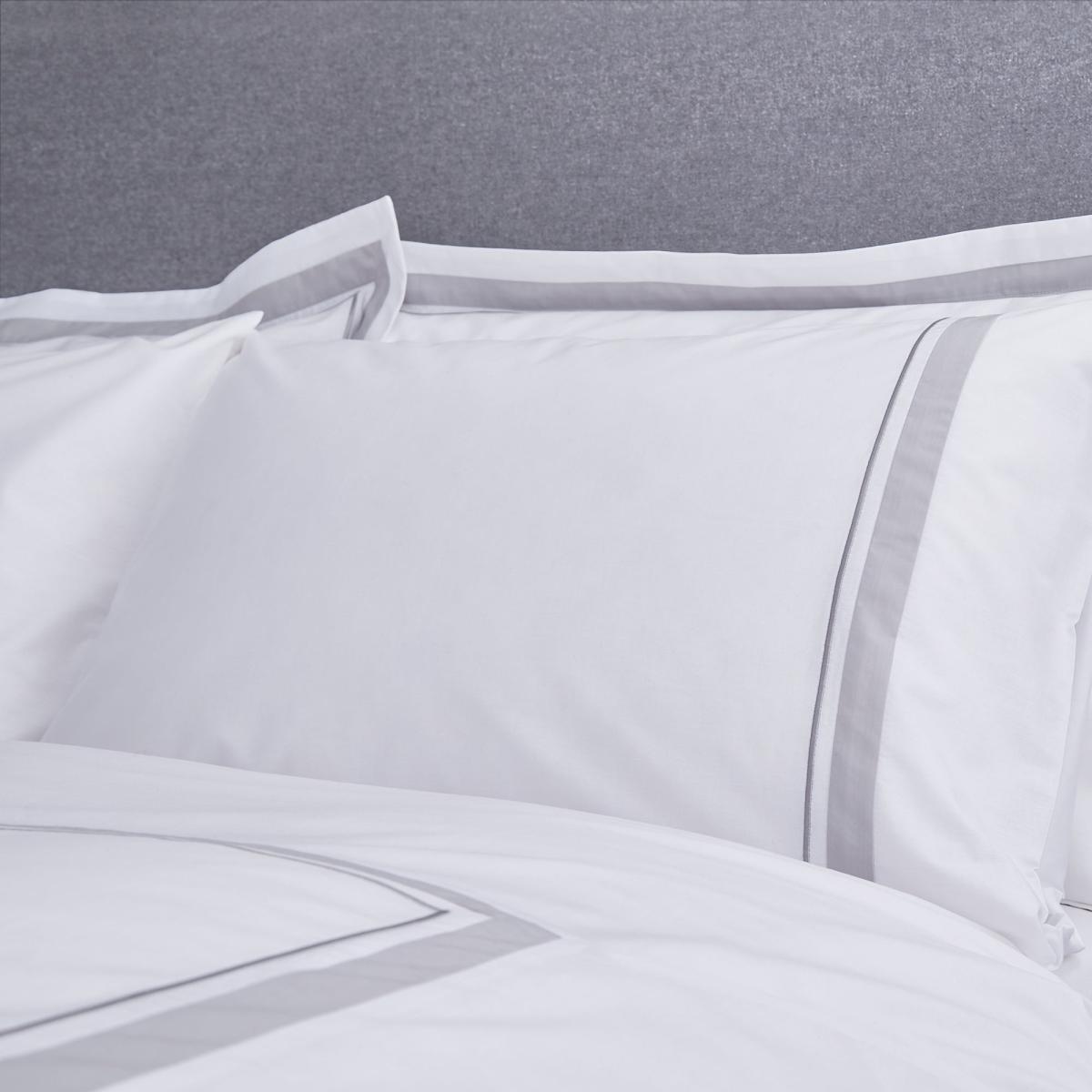 Bianca Hepburn 100% Cotton Duvet Cover and Pillowcase Set White and Grey – image 2