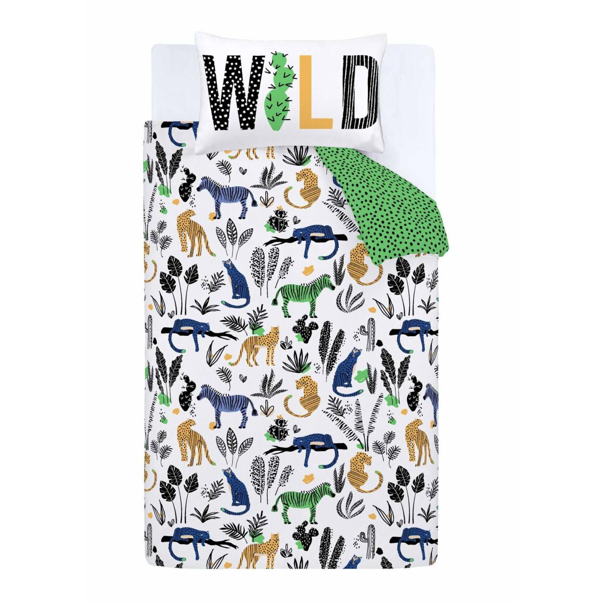 Pineapple Elephant Wild Jungle Animals Duvet Cover and Pillowcase Set Green – image 5