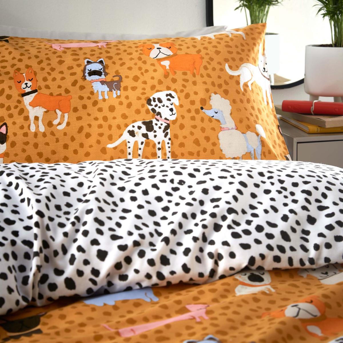 Woofers Reversible Duvet Cover and Pillowcase Set Ochre – image 5