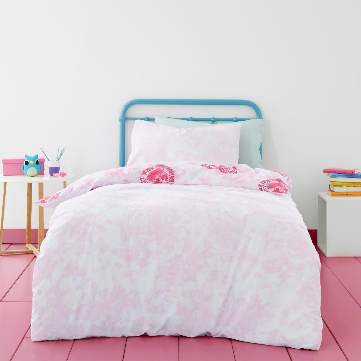Tie Dye Hearts Duvet Cover and Pillowcase Set Pink – image 2