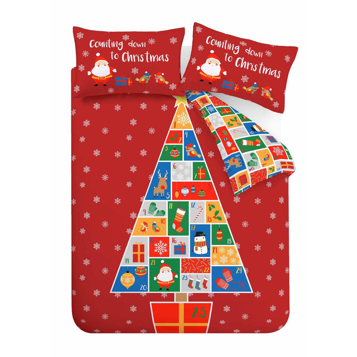 Catherine Lansfield Countdown to Christmas Red Duvet Cover and Pillowcase Set MultiColoured – image 5