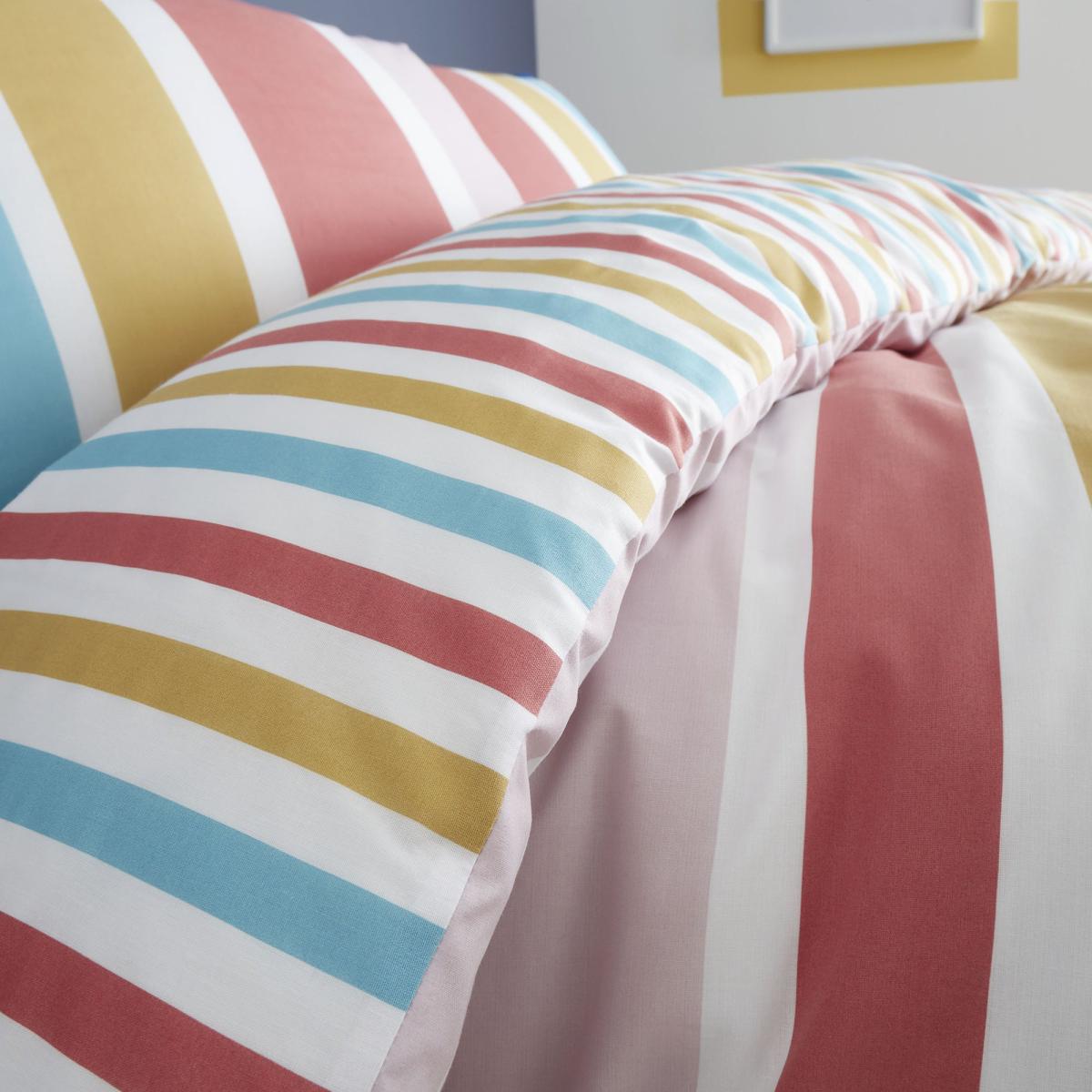 Catherine Lansfield Brighton Bright Stripe Duvet Cover and Pillowcase Set MultiColoured – image 3