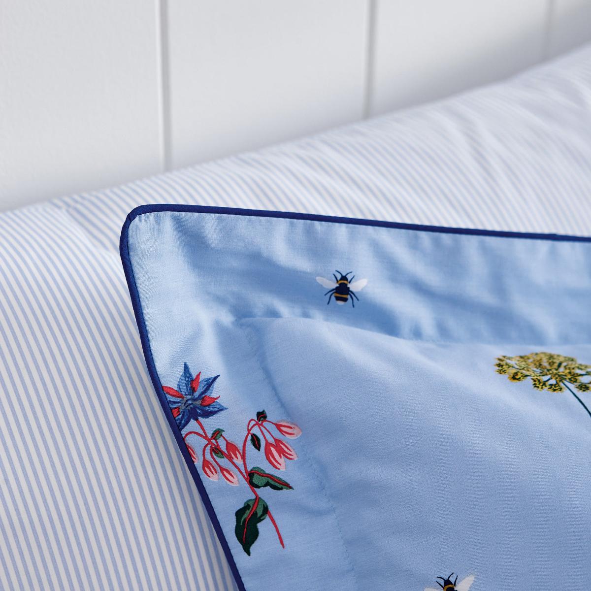 Joules Pollinators Blue 100% Cotton Percale Duvet Cover Set Blue – image 5