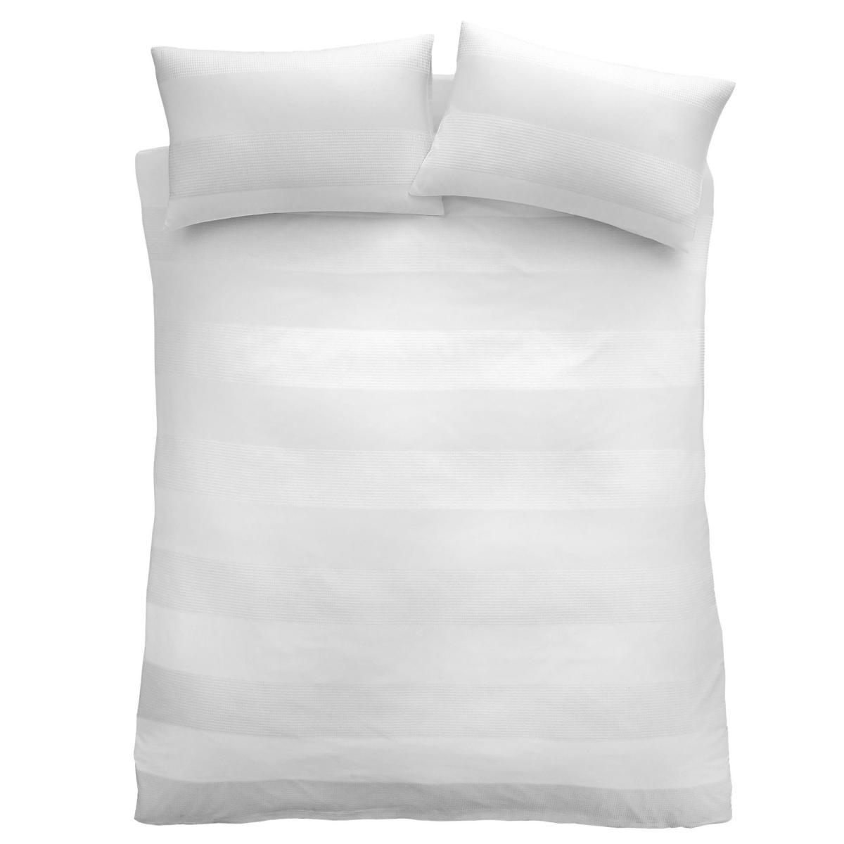 Content by Conran Waffle Stripe 100% Cotton Duvet Cover and Pillowcase Set White – image 5