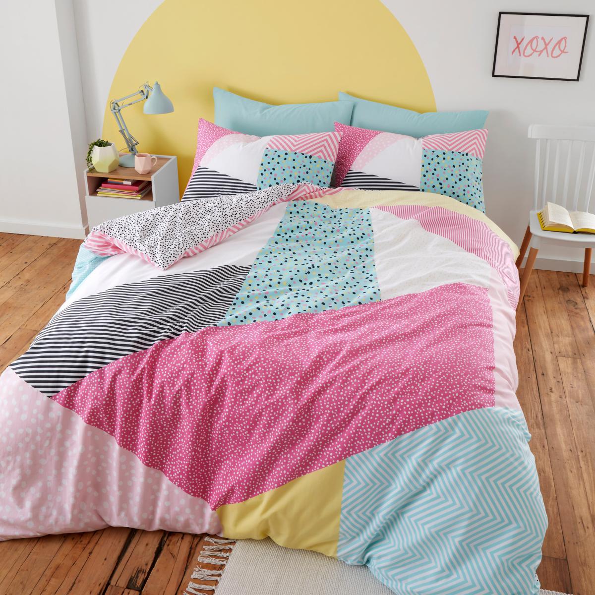 Bold Geo 100% Cotton Duvet Cover and Pillowcase Set Pink – image 8